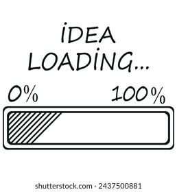 Idea loading concept with light bulb and loading bar. Big idea, innovation and creativity. Vector illustration.