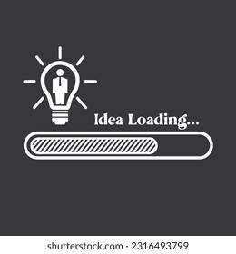 Idea loading concept suitable for business presentation. Progress bar loading a new idea, for business and career. A loading bar isolated on a Charcoal Back indicate the progress status of a new idea.