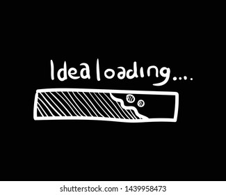 idea loading doodle hand drawing flat black