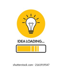 Idea loading in flat style. Light bulb vector illustration on isolated background. Loading bar think sign business concept.