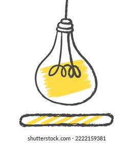Idea loading with light bulb isolated white background. doodle style lamp bulb idea icon. Creativity and innovation concept. handrawn light bulbs. Cartoon, Vector illustration.
