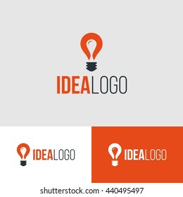 Idea Logo Design with Idea Bulb orange color Design Template