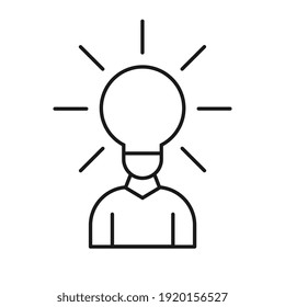 Idea logo design. Human head as light bulb vector design.