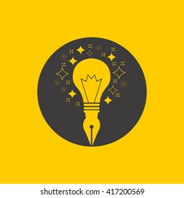 Idea logo design template on yellow background ,Vector illustration