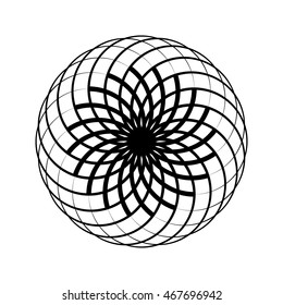 idea logo icon vector. Circular pattern. Geometric icon. Vector illustration. Beautiful black and white abstract flower. Isolated on white. Fashion graphic design. Smooth shape.