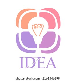idea Logo with a of light bulb isolated on white background.