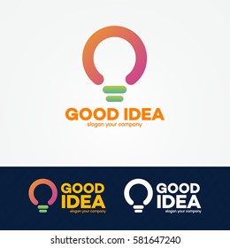 Idea logo set with light bulb for smart solution, creative studio, programming specialist, programmer, web developer, coder, software firm etc. Vector Illustration