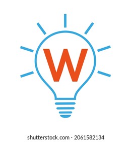Idea Logo. W letter logo with electric bulb vector