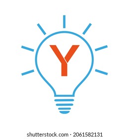 Idea Logo. Y letter logo with electric bulb vector