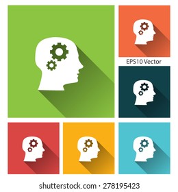 Idea  - long shadow flat icon set for app and web site.