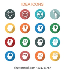 idea long shadow icons, flat vector symbols