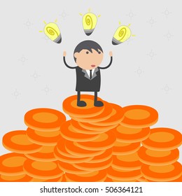 Idea made money. Business vector illustration cartoon character abstract concept.