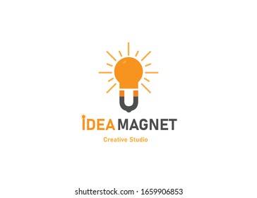 concepto vectorial de diseño de plantilla de logotipo de imán de ideas. perfecto para el logotipo de la empresa creativa