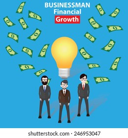 Idea, Make money, business concept on blue background, clean vector