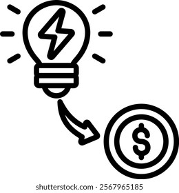 Idea Make Money Vector Lineal Icon On White Background.