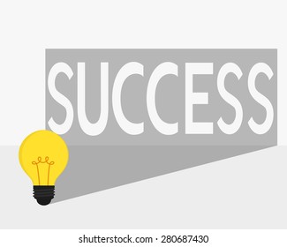 Idea make to success. Idea concept. Cartoon Vector Illustration.