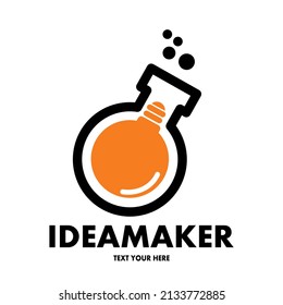 Idea maker vector logo template. This design use tube and laboratory symbol. Suitable for science or education.