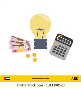 Idea makes money . Dirham banknote. Business finance concept vector illustration