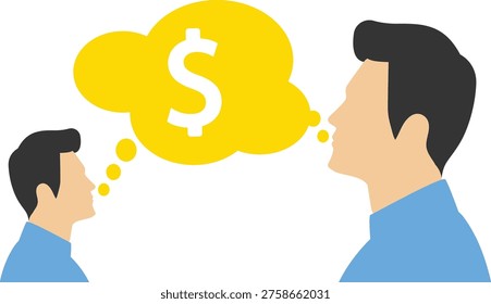 The idea of making money together, the idea of being profitable, two businessmen's brains thinking about dollar signs at the same time

