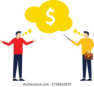 The idea of making money together, the idea of being profitable, two businessmen's brains thinking about dollar signs at the same time


