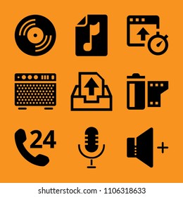 idea, male, call, strip, audience and explaining icon vector set. Flat vector design with filled icons. Designed for web and software interfaces