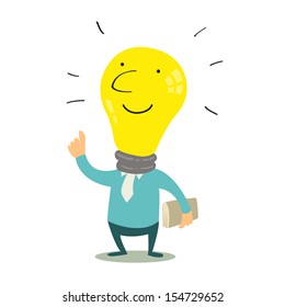 Idea man, abstract background on knowledge businessman with glow light bulb. 