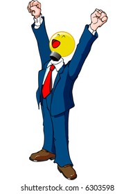 idea man with arms outstretched to the sky, original vector illustration