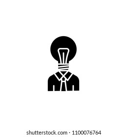 Idea man black icon concept. Idea man flat  vector symbol, sign, illustration.