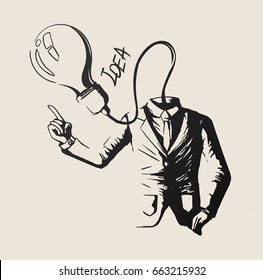Idea man with suit in Graffiti style abstract Idea,vector Illustration.