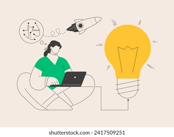 Idea management abstract concept vector illustration. Grow new idea, project management, alternative thinking, find solution, product development stage, brainstorming process abstract metaphor.