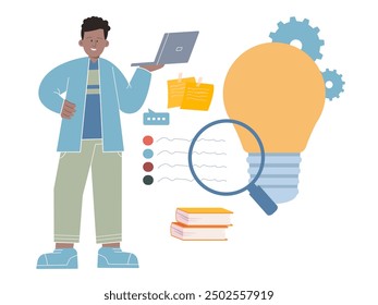 idea management analyzing note taking managing analyze knowledge ambition design concept illustration