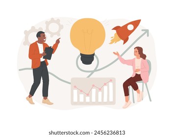 Idea management isolated concept vector illustration. Grow new idea, project management, alternative thinking, find solution, product development stage, brainstorming process vector concept.