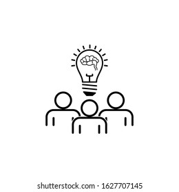 Idea manager line icon set. Shining lightbulb, bulb. Business concept.  new project, startup, leader, innovation icon vector