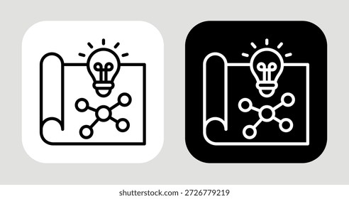 Icono de mapeo de ideas en estilo de línea en blanco y negro