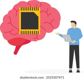 memória de ideias, lembrete de planos produtivos ou nova estratégia de negócios, habilidades de pensamento para formar bons hábitos de trabalho, lembrar ou estudar planos de trabalho, empresário armazenar dados de plano de trabalho no cérebro humano

