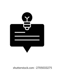 Icono de mensaje de idea – Chat de bombilla creativa y comunicación de innovación