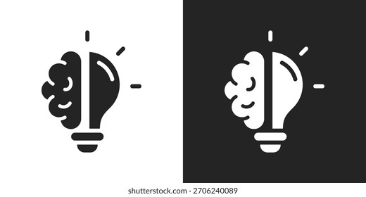 Idea Mindset Icon In Black And White Glyph Style