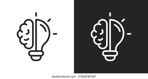 Idea Mindset Icon In Black And White Line Style