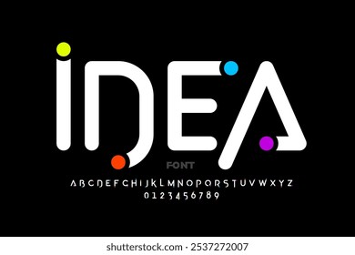 Idea. Modern font design, trendy alphabet letters and numbers vector illustration