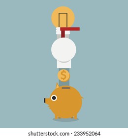 Idea to money, flat design 