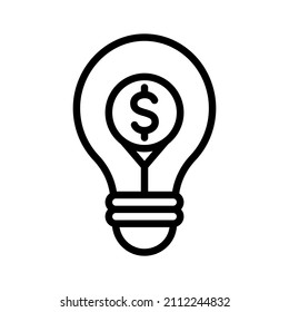 Idea money icon. Outline style. Vector. Isolate on white background.