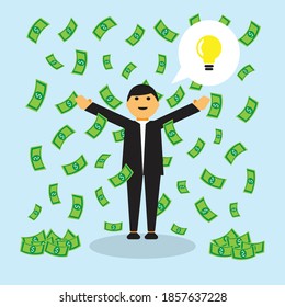 Idea & Money | An Ilustration of people who have a great idea that giving him money