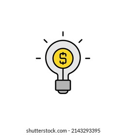 Idee, Geldliniensymbol. Elemente der Illustration von Finanzelementen. Bilddesign-Symbol in Premium-Qualität. Kann für Web, Logo, mobile App, UI, UX verwendet werden