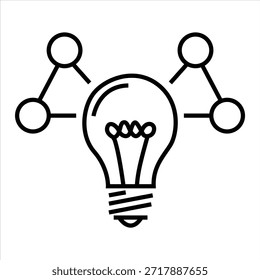 Idea Network Light Bulb Icon – Connected Nodes Innovation Line Symbol