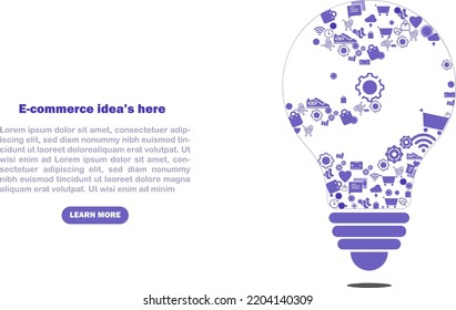 The idea for online business or shopping, a flat-bulb design with an online shopping concept, Vector website landing page design 