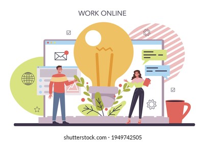Idee Online-Service oder Plattform. Kreative Innovation und Brainstorm.