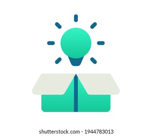 idea out of box light bulb single isolated icon with gradient style
