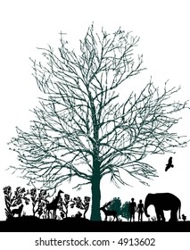 idea of the paradise with lots of vector elements