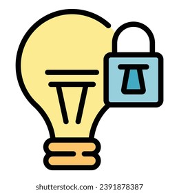 Idea patent icon outline vector. Justice trademark. Legal property color flat