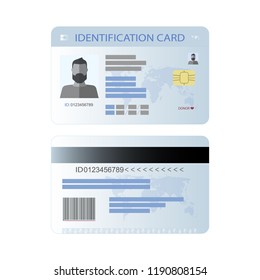 The idea of personal identity. ID card, identification card, drivers license, identity verification, person data. Modern vector illustration in a flat style.